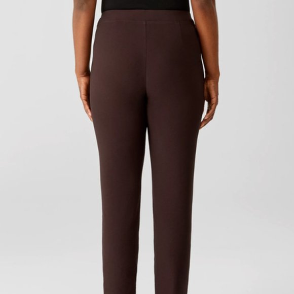NWT Eileen Fisher Dark. Brownstone Washable Stretch Crepe Slim Ankle Pant - Picture 4 of 6